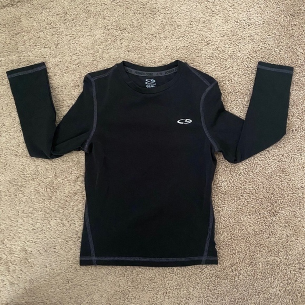 Champion C9 * Boys Black WINTER Dri Fit Power Core Duo Dry Long Sleeve Shirt